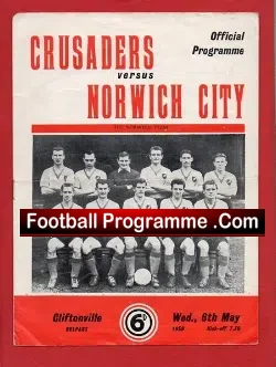 Crusaders v Norwich City 1959
