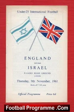 England v Israel 1961 - Under 23 International + Bobby Moore - football programme