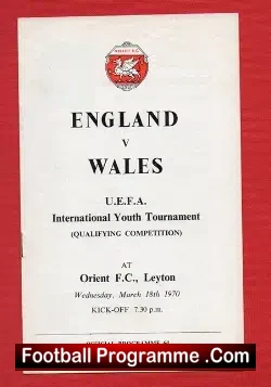 England v Wales 1970 – Youths Game at Leyton Orient