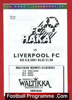 Haka FC v Liverpool 2001 - football programme