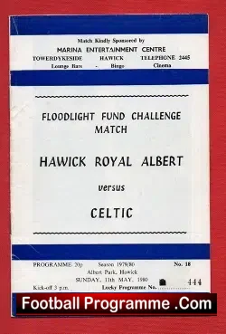 Hawick Royal Albert v Glasgow Celtic 1980 - Charity Match - football programme