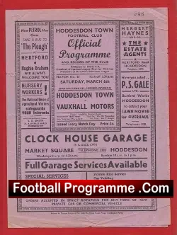 Hoddesdon Town v Vauxhall Motors 1948 – Spartan League