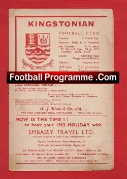 Kingstonian v Loughborough Colleges 1962
