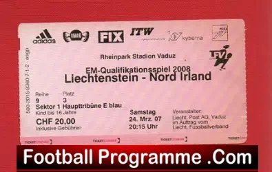Liechtenstein v Northern Ireland 2008 - Football Ticket - football memorabilia