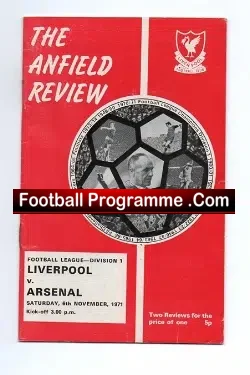 Liverpool v Arsenal 1971 - football programme