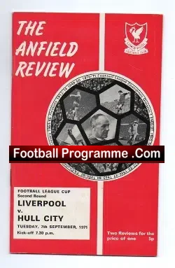 Liverpool v Hull City 1971 - football programme