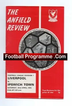 Liverpool v Ipswich Town 1972 - football programme
