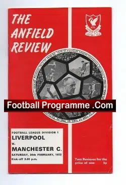 Liverpool v Manchester City 1972 - football programme