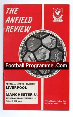 Liverpool v Manchester United 1971 - football programme
