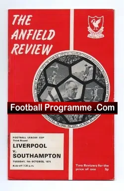 Liverpool v Southampton 1971 - football programme