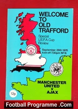 Manchester United v Ajax 1976 – UEFA Cup – Print Error