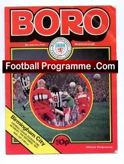 Middlesbrough v Birmingham City 1977 - football programme
