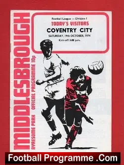 Middlesbrough v Coventry City 1974 - football programme