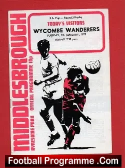 Middlesbrough v Wycombe Wanderers 1975