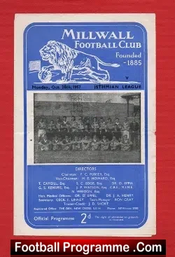 Millwall v Isthmian League 1957 – Multi Autographed Signed