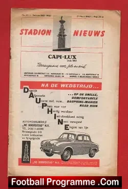 Netherlands v London Combination 1962 - Holland - football programme