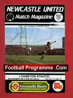 Newcastle United v Charlton Athletic 1987 – Autographed + Gazza