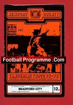 Newport County v Bradford City 1975 – Multi Signed Autographed