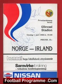 Norway v Ireland 1988 – Multi Signed Autographed – Oslo