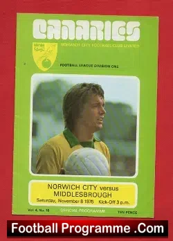 Norwich City v Middlesbrough 1975