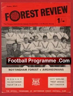Nottingham Forest  v Airdrieonians Airdrie 1970 Texaco Cup 1st R