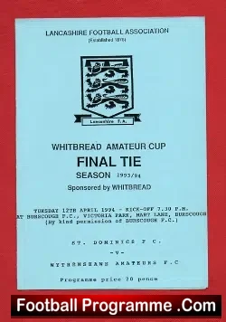 St Dominics v Wythenshawe Amateurs 1994 – Football Cup Final