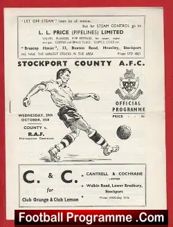 Stockport County v Royal Air Force RAF 1958