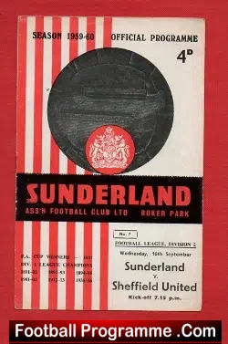 Sunderland v Sheffield United 1959 - football programme