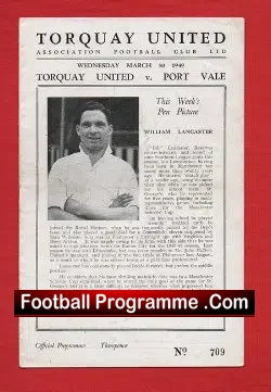 Torquay United v Port Vale 1949 – 1940s Programme