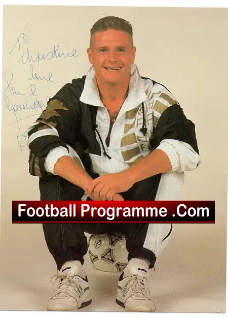 Tottenham Spurs Paul Gascoigne Autograph Picture – Double Sided