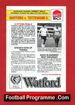 Watford v Tottenham 1992 – Friendly Final – Signed
