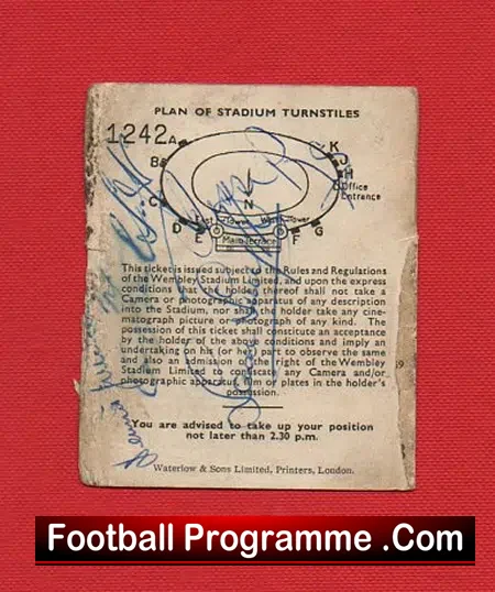 Wolves Wolverhampton v Leicester City 1949 – Cup Final Signed