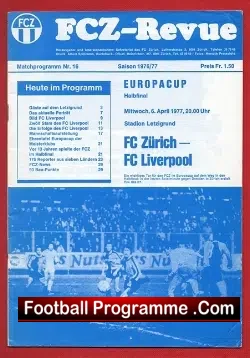 Zurich FC v Liverpool 1977