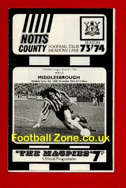 Notts County v Middlesbrough 1973