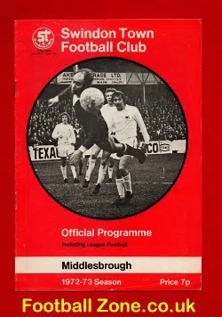 Swindon Town v Middlesbrough 1973
