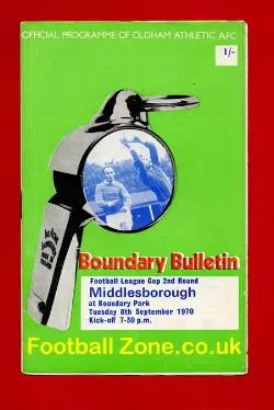 Oldham Athletic v Middlesbrough 1970