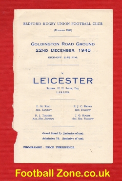 Bedford Rugby v Leicester 1945 – 1940s to clear