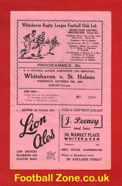 Whitehaven Rugby v St Helens 1959 – Lancashire Cup Semi Final