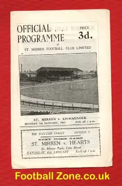 St Mirren v Heart of Midlothian Hearts 1962