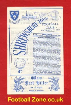 Shrewsbury Town v Swindon Town 1963