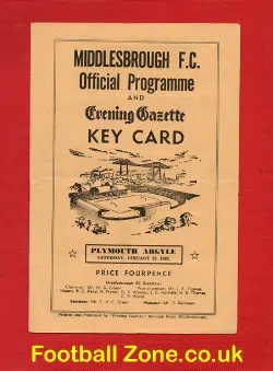 Middlesbrough v Plymouth 1962