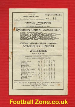 Aylesbury United v Willesden 1950 – Spartan League