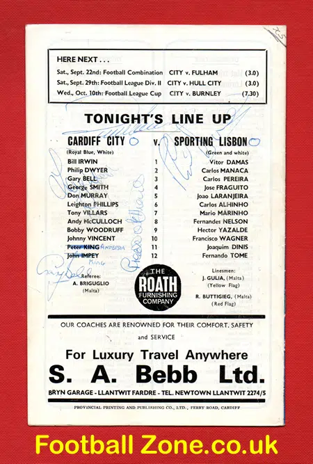 Cardiff City v Sporting Lisbon 1973 - Multi Autographed