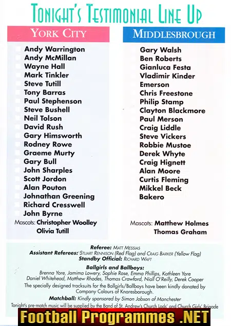 Steve Tutill Testimonial Benefit Match York City - Signed 1997