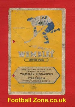 Wembley Lions Ice Hockey v Streatham 1949 - to clear