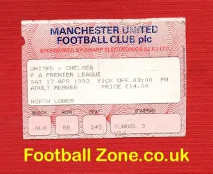 Manchester United v Chelsea 1993 – Ticket – Champions Season