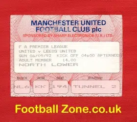 Manchester United v Leeds United 1992 - Ticket Champions Season