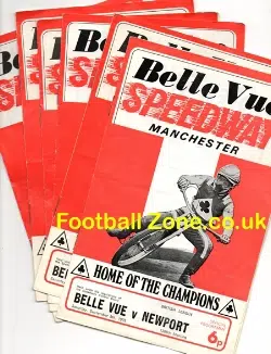 Belle Vue Speedway Programmes 1972 X 6