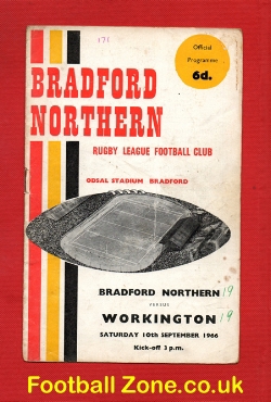 Bradford Northern Rugby v Workington Town 1966