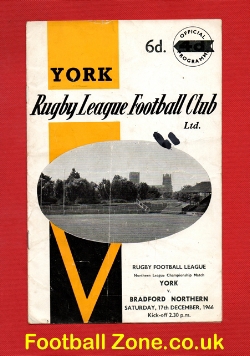 York Rugby v Bradford Northern 1966